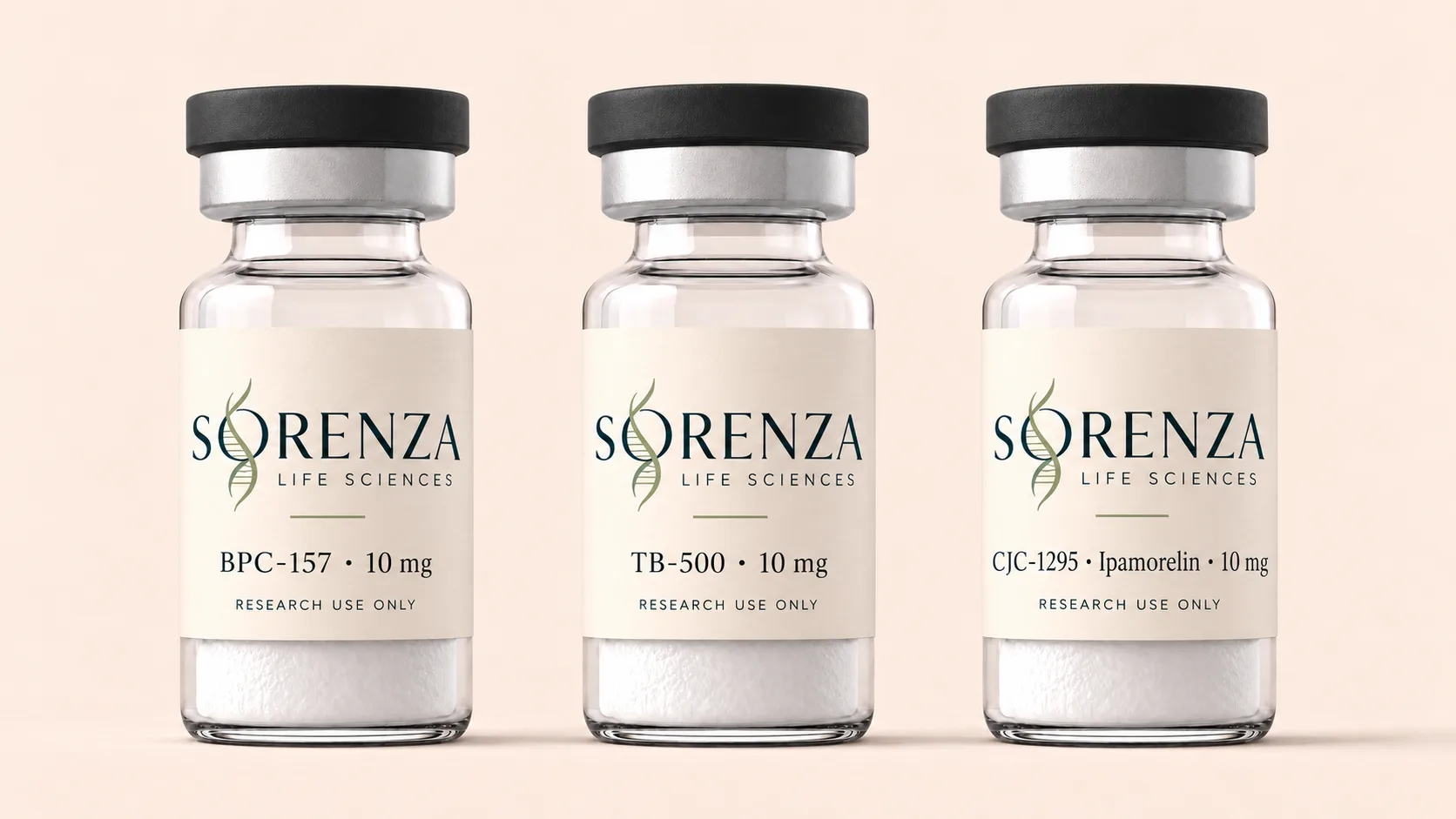 The Sorenza Life Sciences catalog family — one label system across every peptide